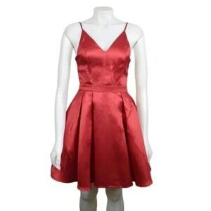 Maniju Red  Satin Mini Dress Formal Prom Homecoming Graduation Size Small